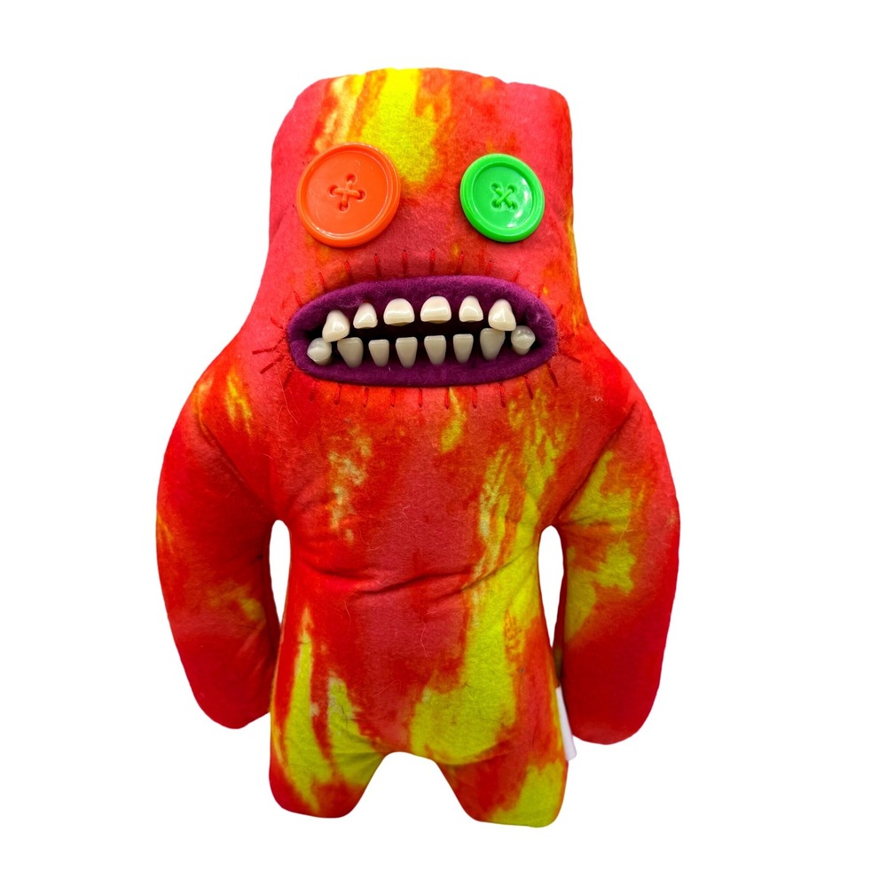 Zuru Fuggler Plush Red Yellow Tie Dye Funny Ugly Monster Button Eye Toy 10"